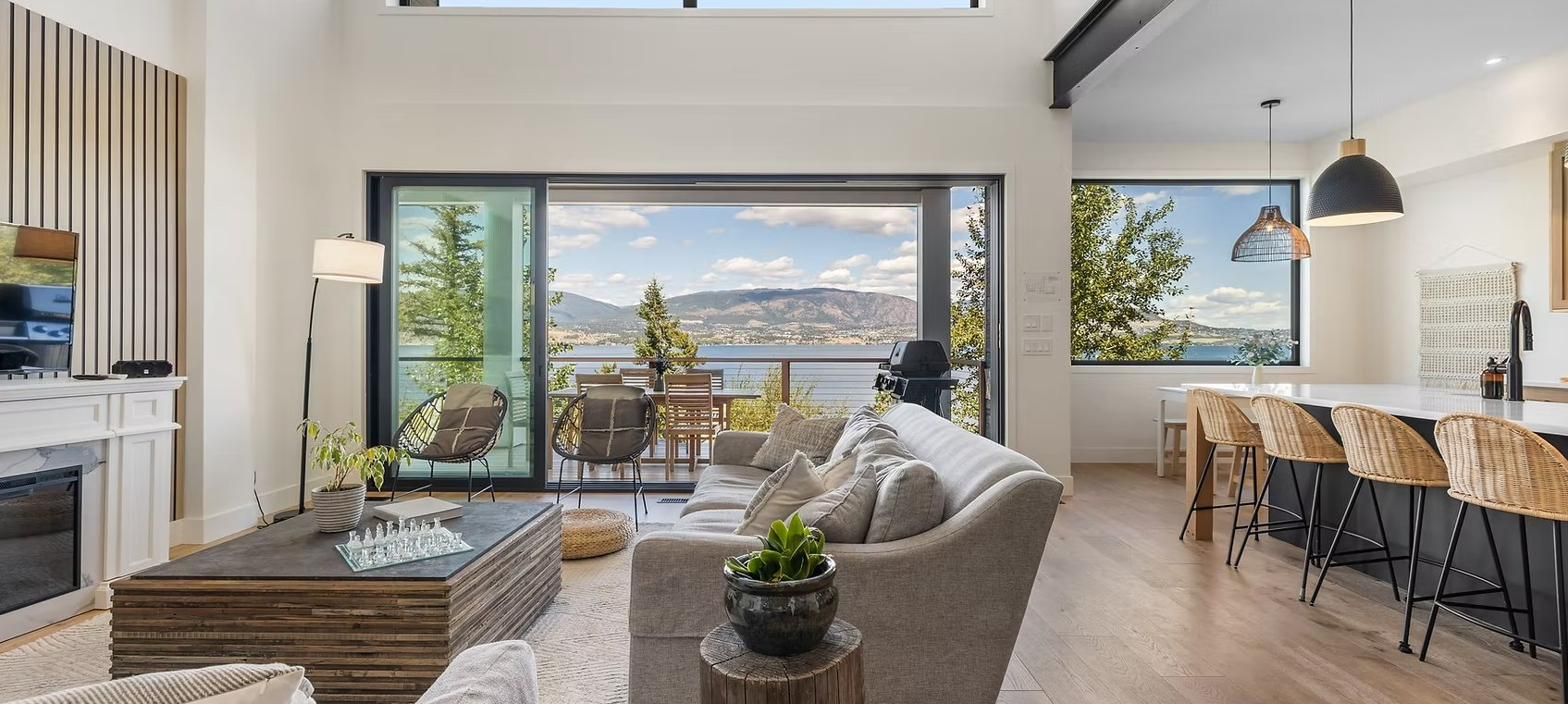 Renovation with open living space and lake views in the Okanagan
