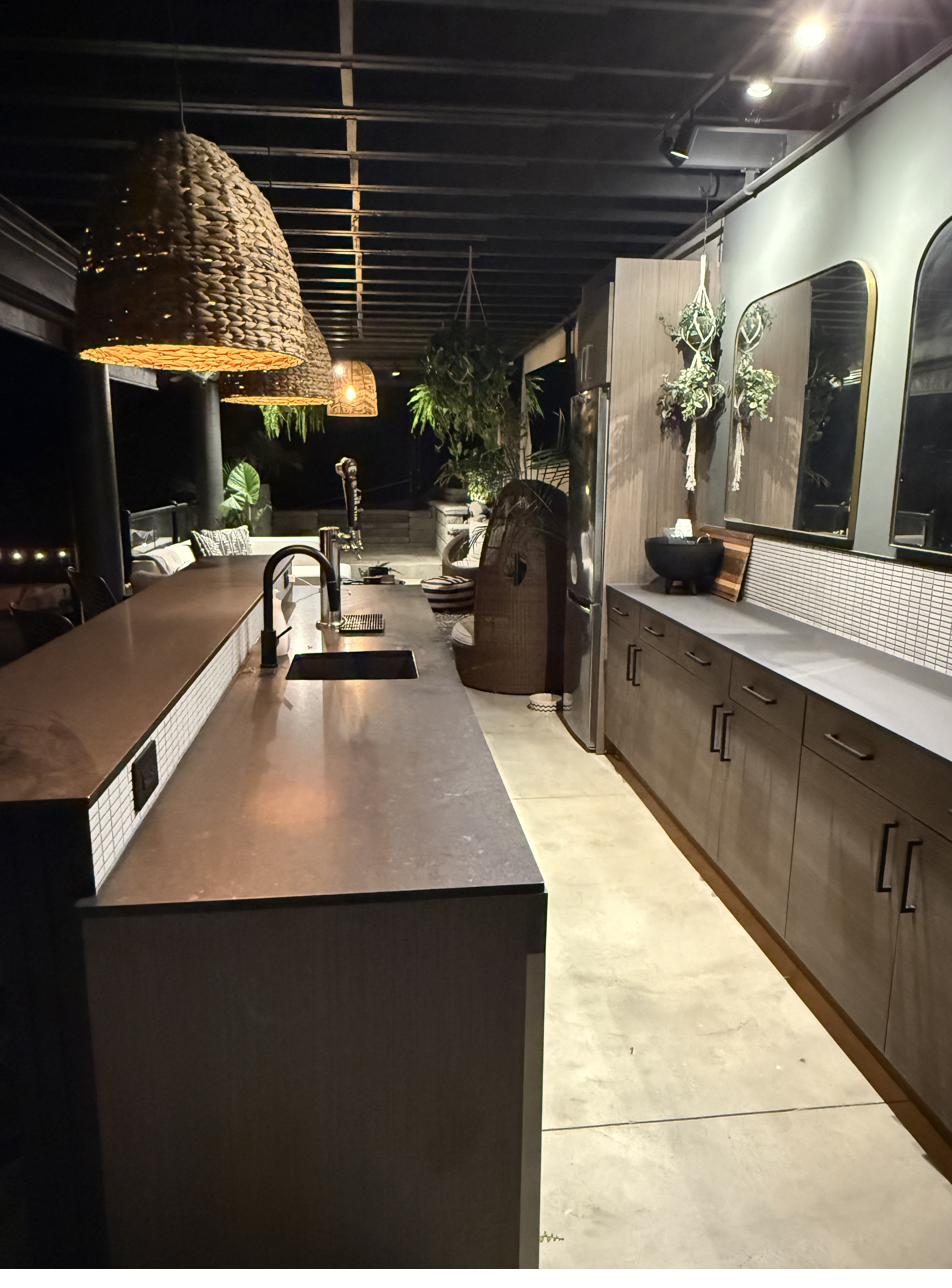Custom outdoor living space by North Grove Homes in the Okanagan